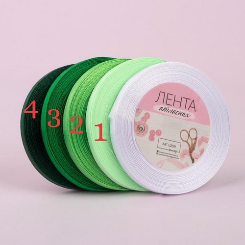Лента атласная, 2 см, зеленый № 3